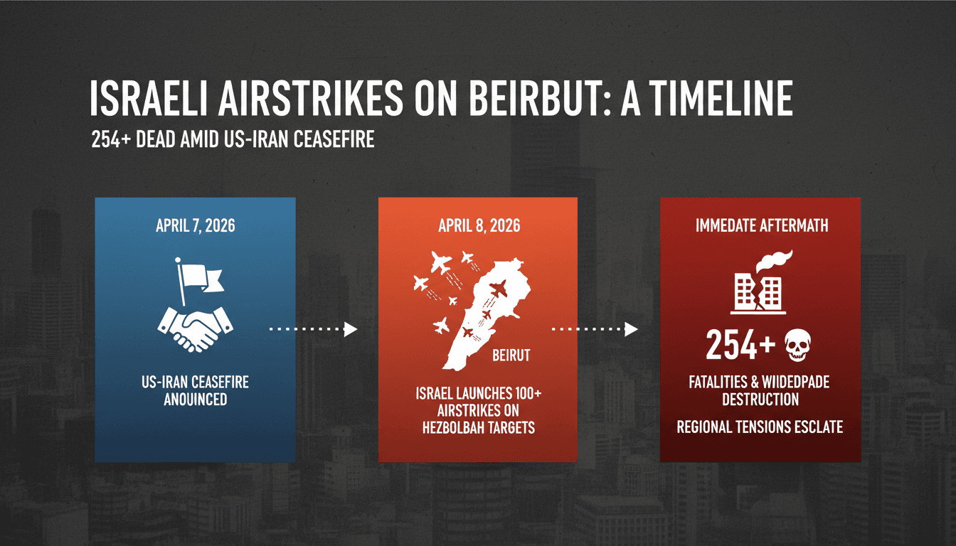Israeli Airstrikes on Beirut Result in 254 Deaths Amid US-Iran Ceasefire