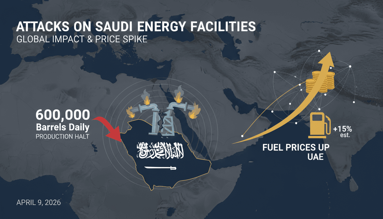 Attacks on Saudi Energy Facilities Halt Production by 600,000 Barrels Daily