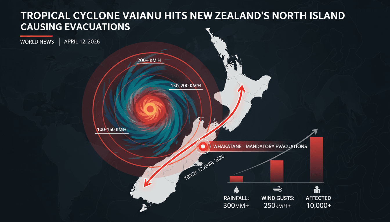 Tropical Cyclone Vaianu Hits New Zealand's North Island Causing Evacuations