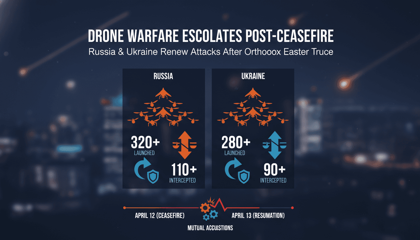 Russia and Ukraine Renew Drone Warfare Following Orthodox Easter Ceasefire