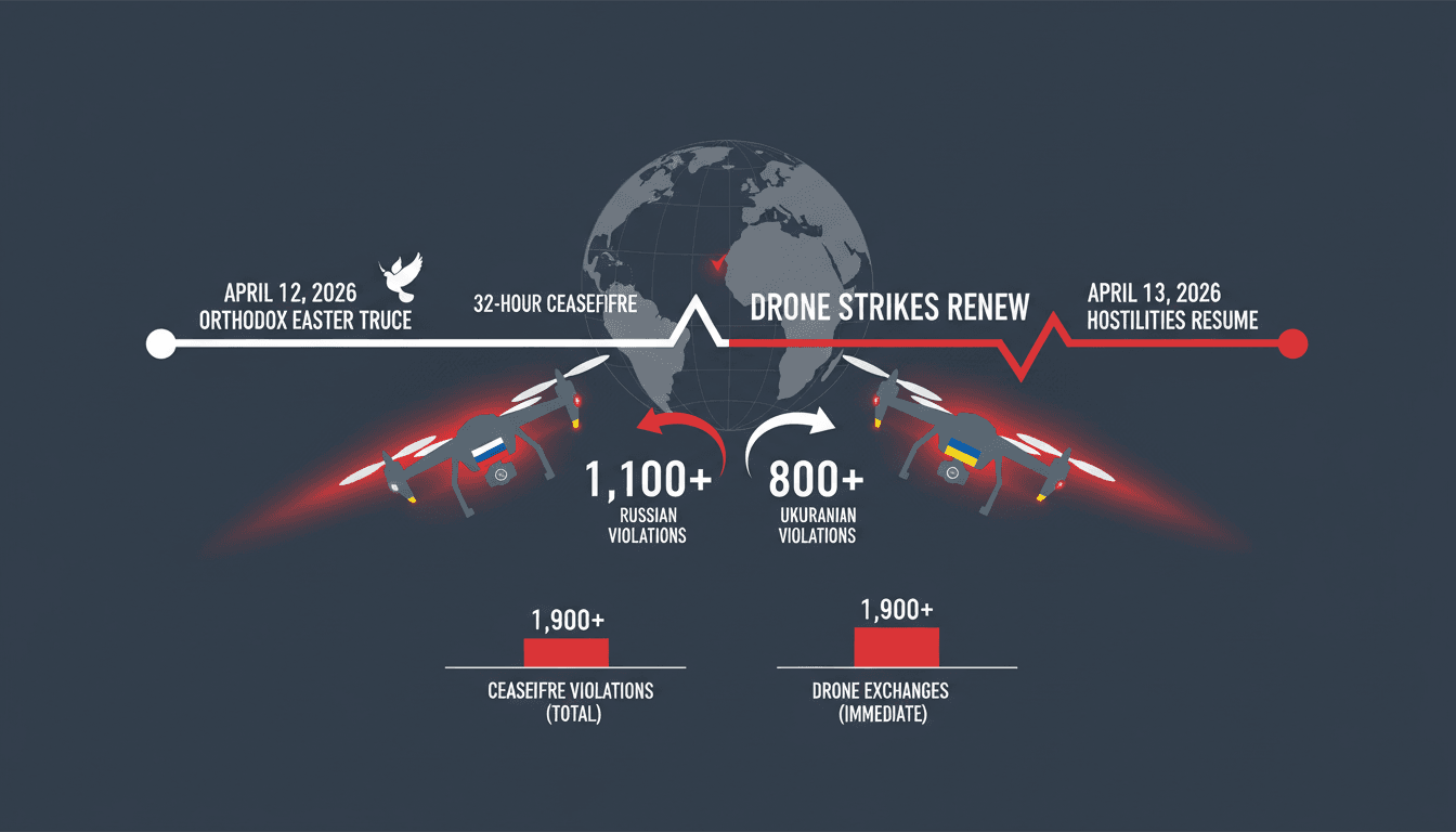 Russia and Ukraine Renew Drone Strikes Following Easter Truce Expiration