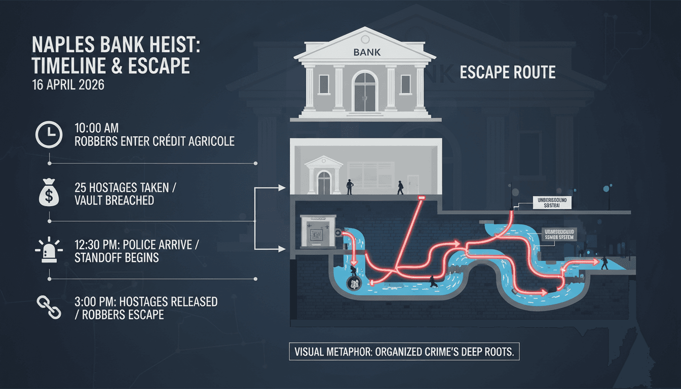 Armed Robbery at Crédit Agricole Bank in Naples Ends with Hostage Release