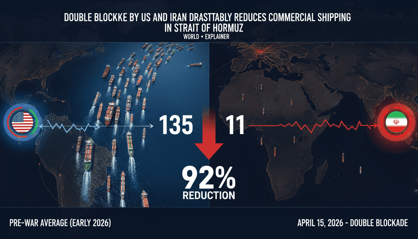Double blockade by US and Iran drastically reduces commercial shipping in Strait of Hormuz