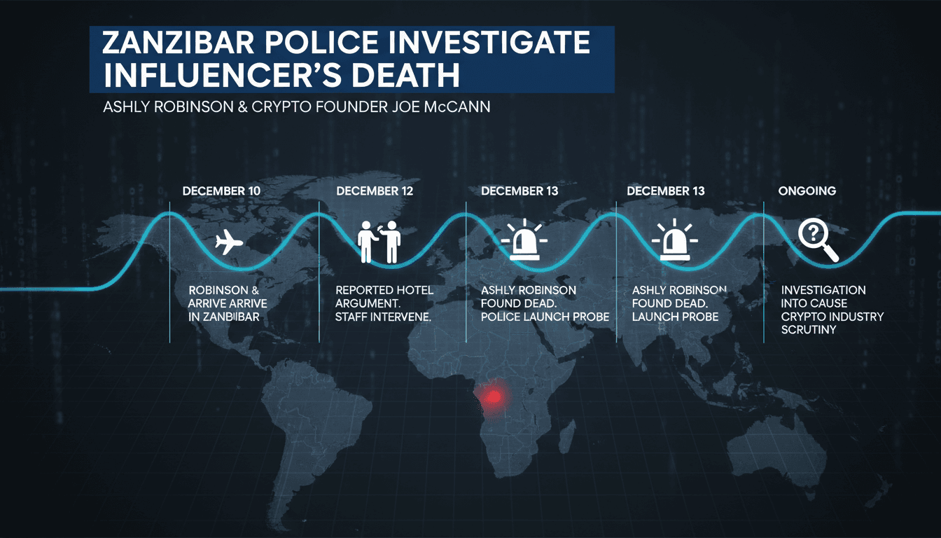 Zanzibar Police Investigate Death of Influencer Ashly Robinson Linked to Crypto Hedge Fund Founder Joe McCann