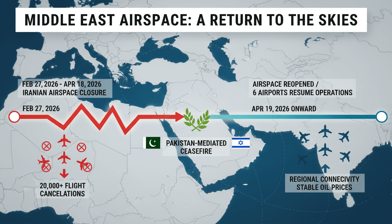 Iran Reopens Eastern Airspace and Six Airports After Pakistan-Mediated Ceasefire