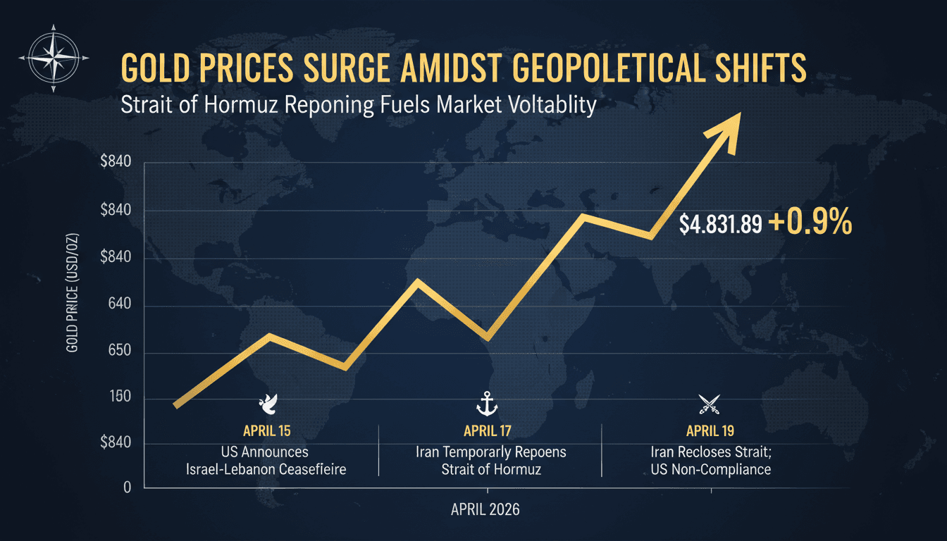 Gold Prices Increase Following Temporary Reopening of Strait of Hormuz by Iran