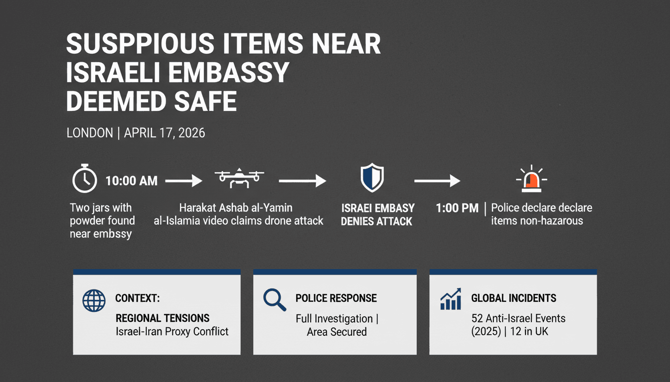 Suspicious items near Israeli embassy in London deemed non-hazardous by police