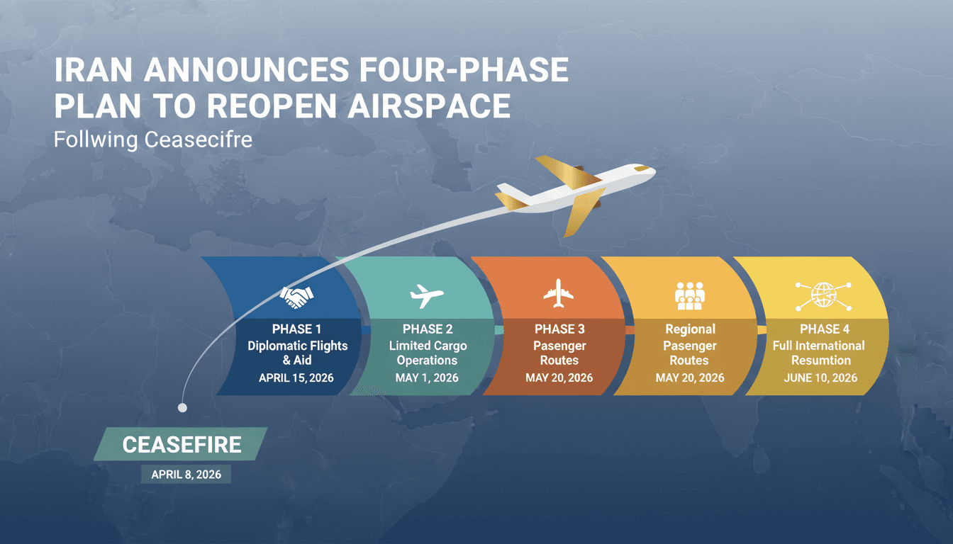 Iran Announces Four-Phase Plan to Reopen Airspace Following Ceasefire
