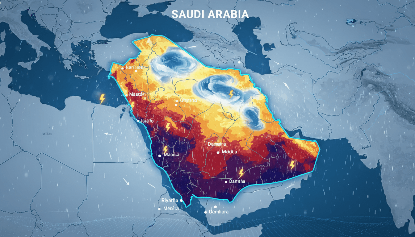 Saudi Arabia Forecasts Heavy Rainfall and Flooding Risks Across Multiple Regions