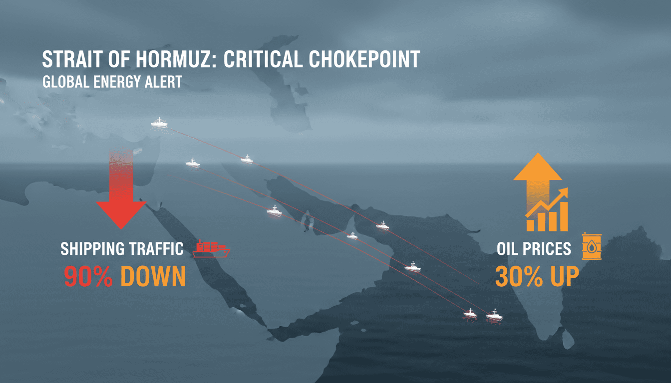 Shipping traffic through the Strait of Hormuz reaches critical low amid U.S.-Iran tensions