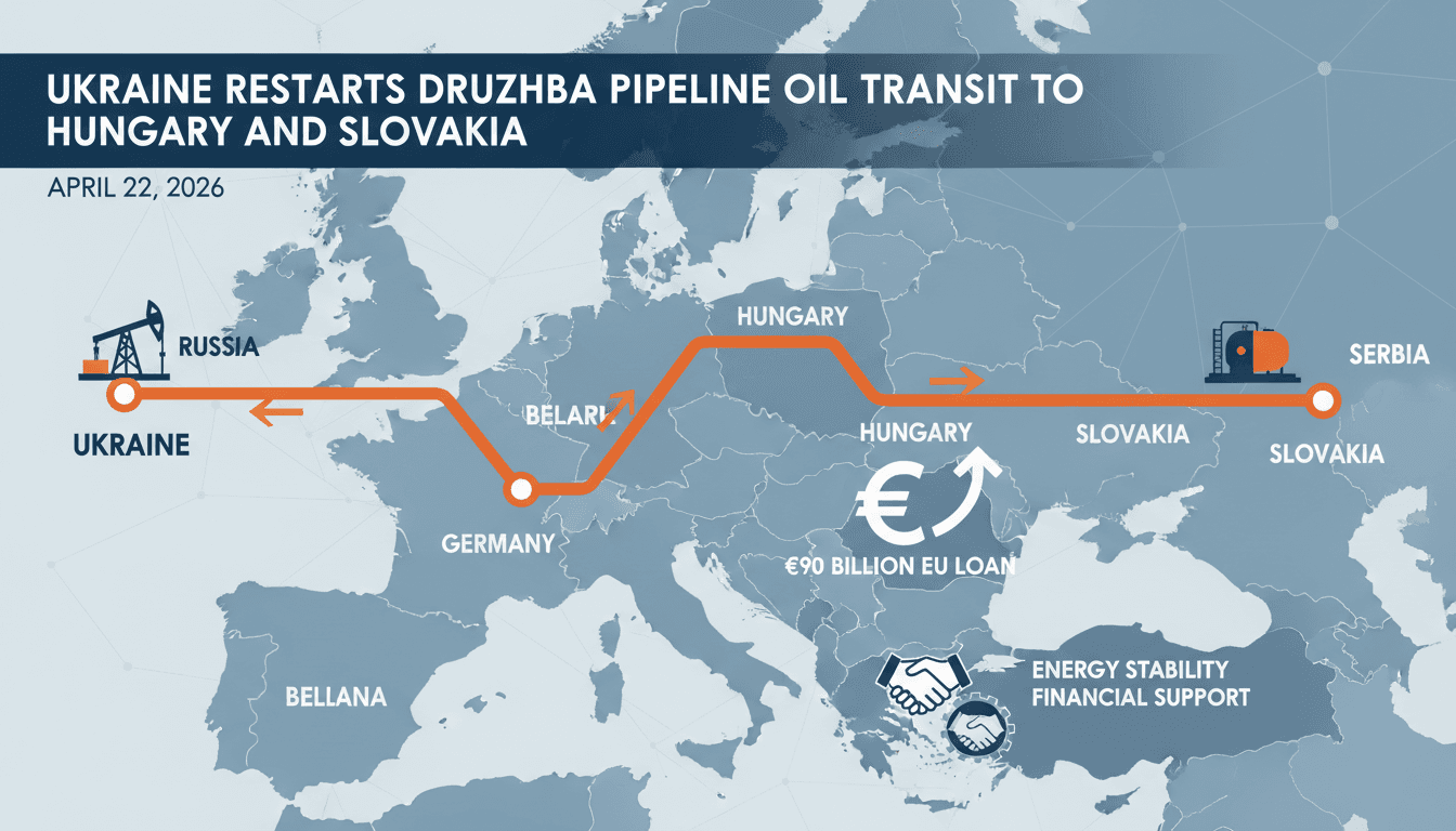 Ukraine Restarts Druzhba Pipeline Oil Transit to Hungary and Slovakia