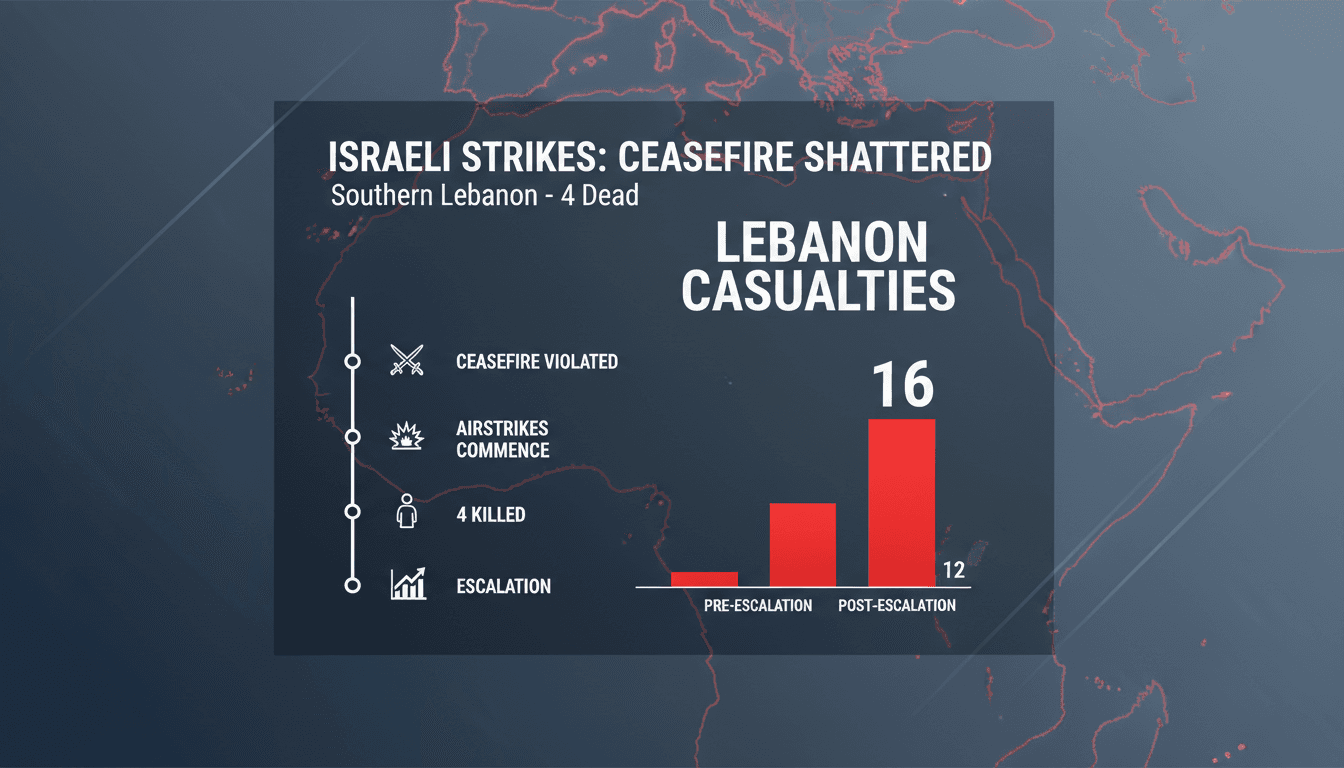 Israeli airstrikes in southern Lebanon kill four, escalating ceasefire violations