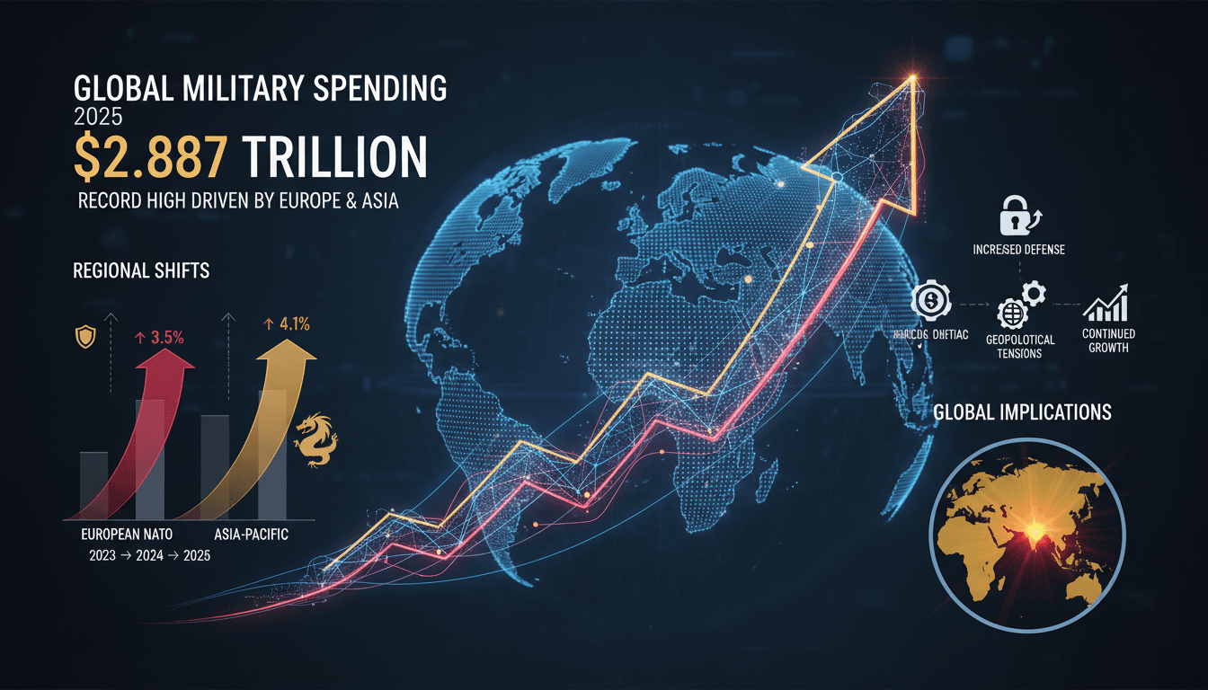 Global military expenditure hits record $2.887 trillion in 2025 driven by European and Asian increases