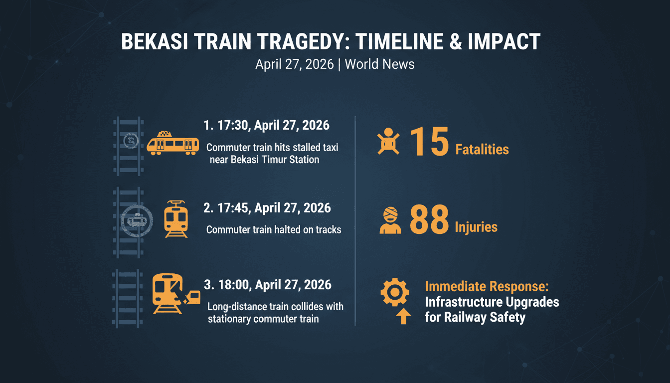 Deadly train collision in Bekasi kills 15 and injures 88