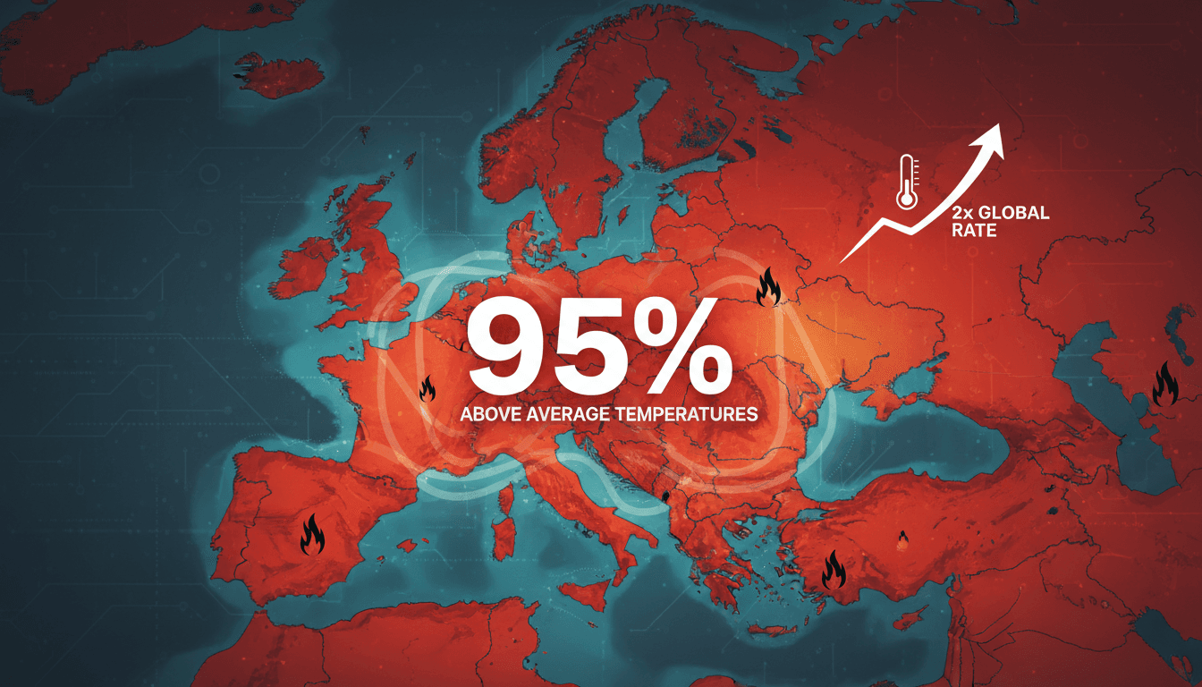Infographic showing the 2025 European temperature anomaly and its impact on extreme weather and energy markets.