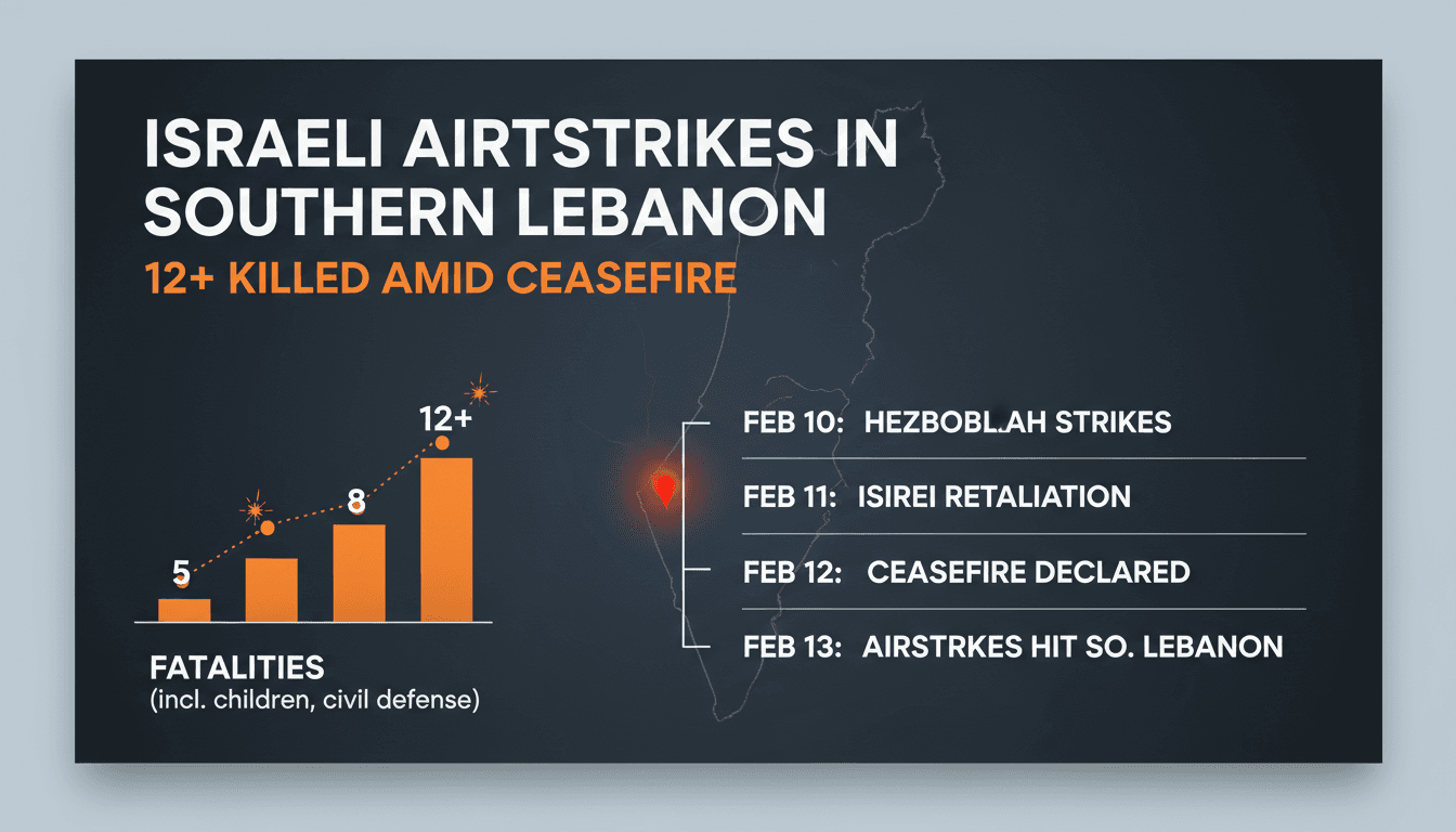 Israeli airstrikes in southern Lebanon kill at least 12 amid ceasefire