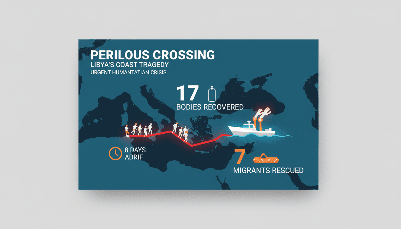 Seventeen bodies recovered and seven migrants rescued off Libya's coast after boat malfunction