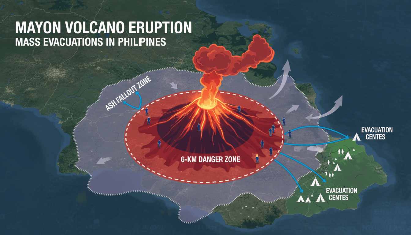Mayon Volcano erupts prompting mass evacuations in the Philippines