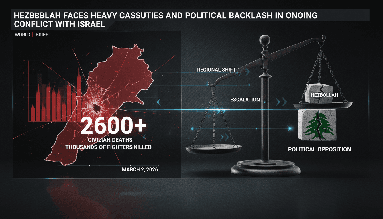 A visual representation of the conflict's impact on Lebanon and Hezbollah's losses.