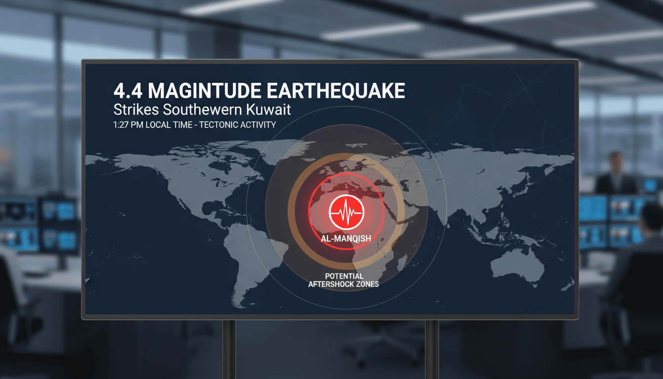 Map showing the epicenter of the 4.4 magnitude earthquake in Kuwait