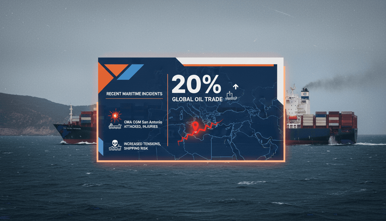 CMA CGM container ship San Antonio in the Strait of Hormuz