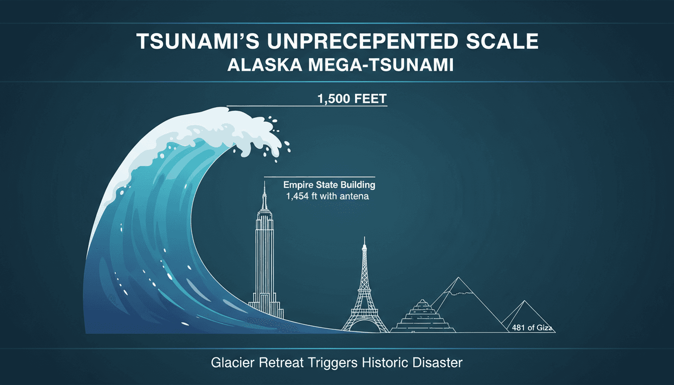 Massive 1,500-foot tsunami strikes Alaska following landslide triggered by glacier retreat