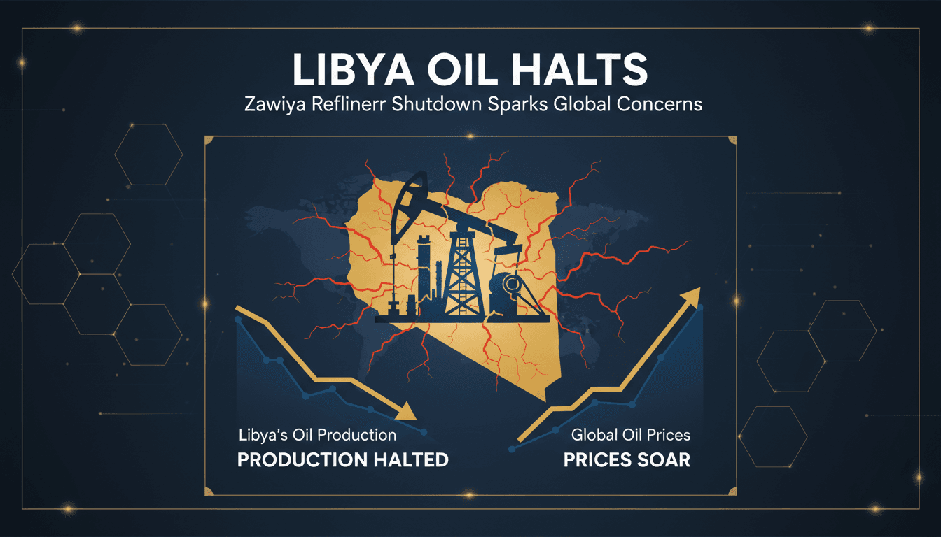 Zawiya oil refinery in Libya during violent clashes