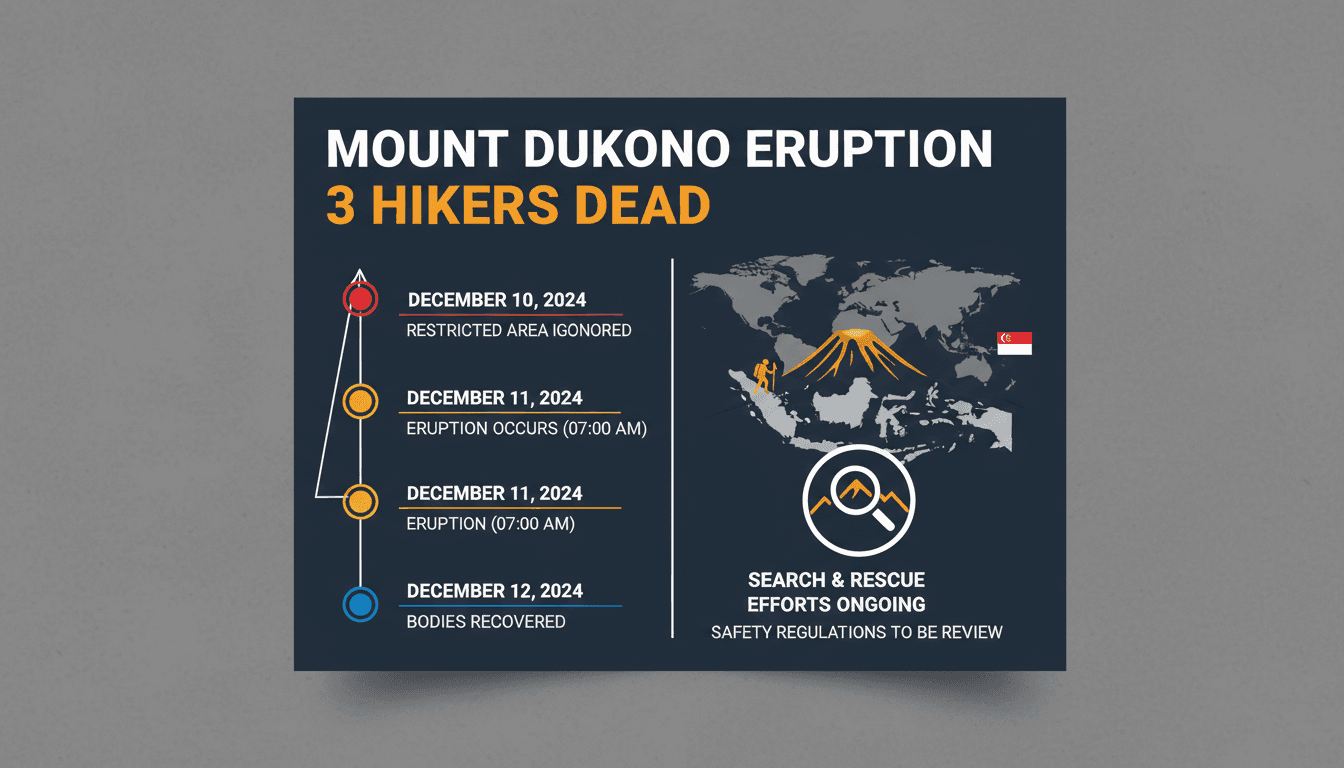 Eruption of Mount Dukono with ash cloud rising into the sky
