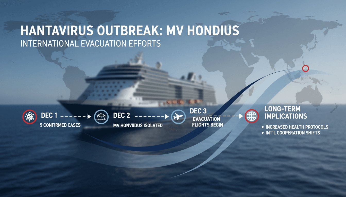 Evacuation efforts for passengers on the MV Hondius due to Hantavirus outbreak.