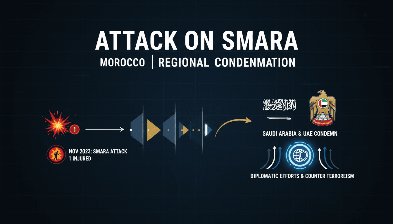 A map highlighting the location of the Smara attack and responses from Saudi Arabia and UAE.