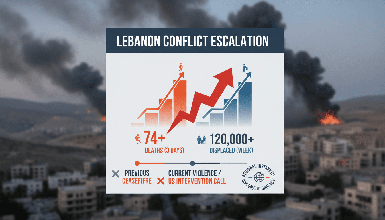 A map showing the conflict zones in Lebanon and Israel with casualty statistics.