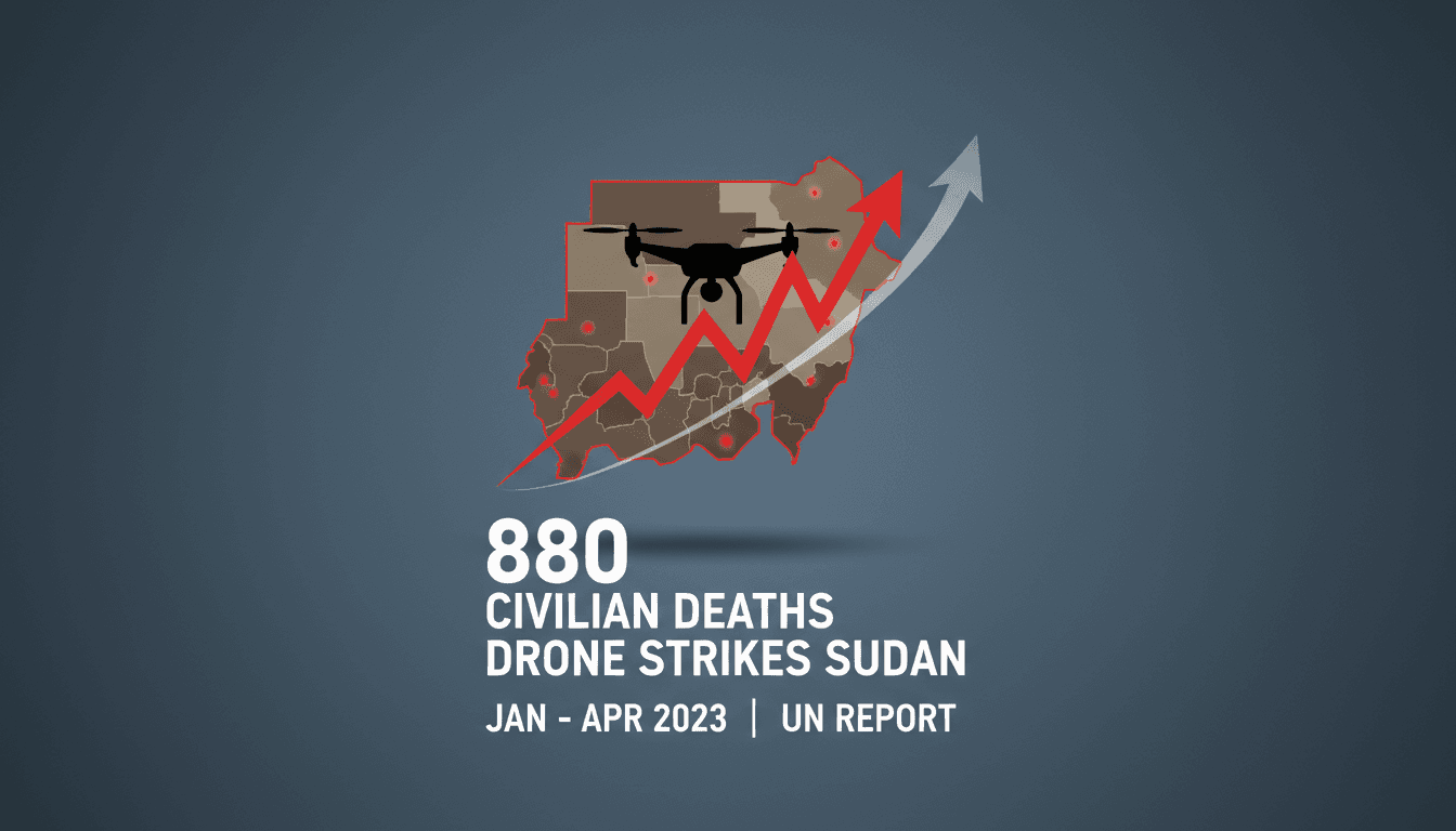 A graphic showing the impact of drone strikes on civilians in Sudan.
