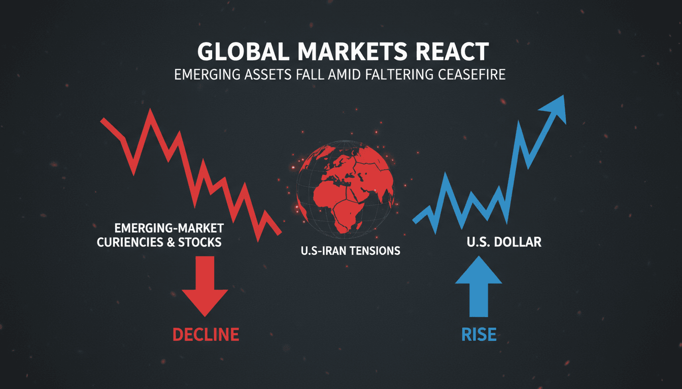 Graph showing the decline of emerging-market currencies and the rise of the dollar.