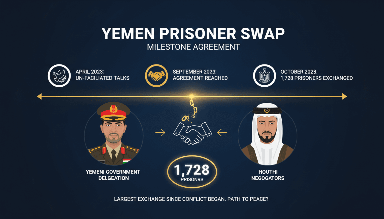 Yemeni government and Houthis prisoner exchange agreement visual