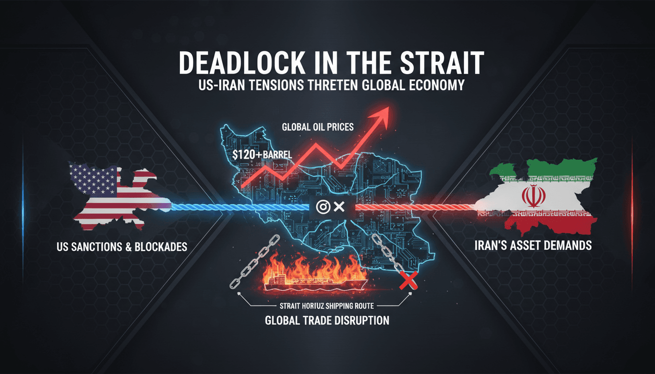 Map of the Strait of Hormuz highlighting shipping routes and geopolitical tensions.