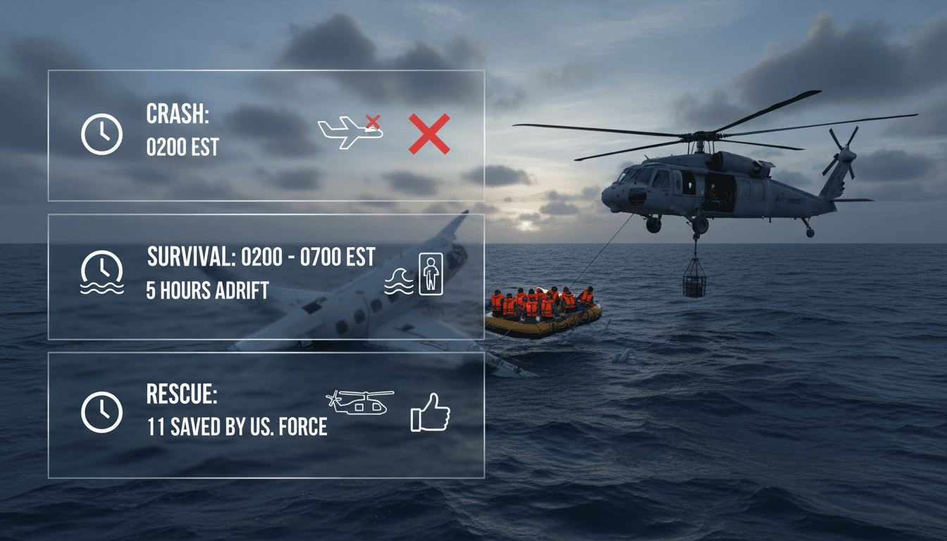 US Air Force rescue operation of survivors from a plane crash in the Atlantic Ocean