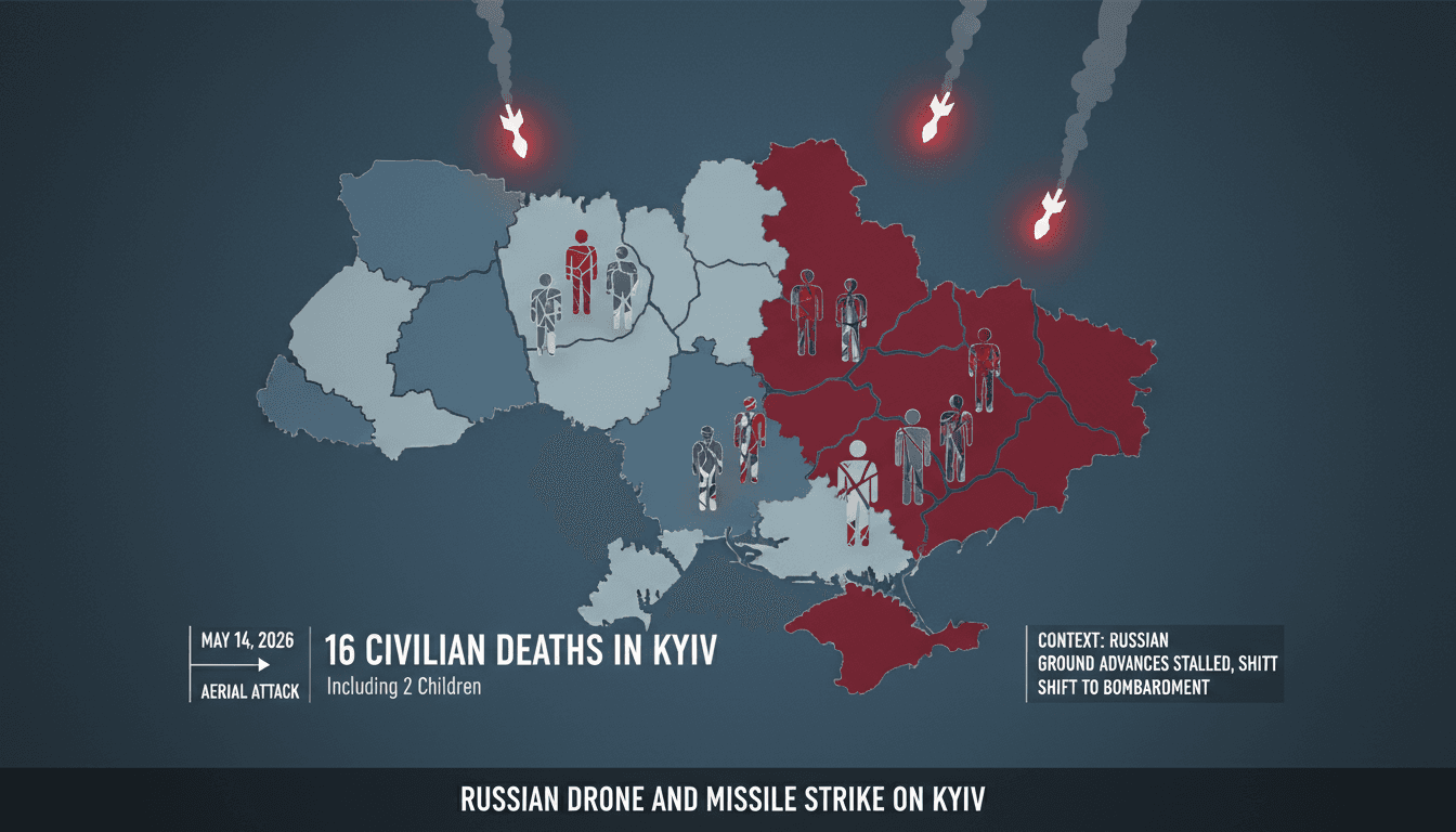 Russian Drone and Missile Strike on Kyiv Results in 16 Civilian Deaths