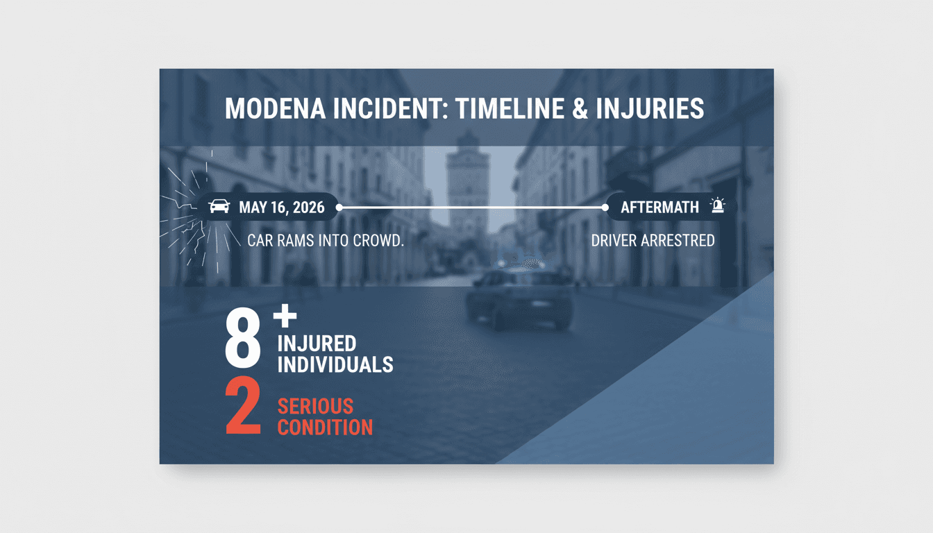 Emergency responders at the scene of the car incident in Modena.