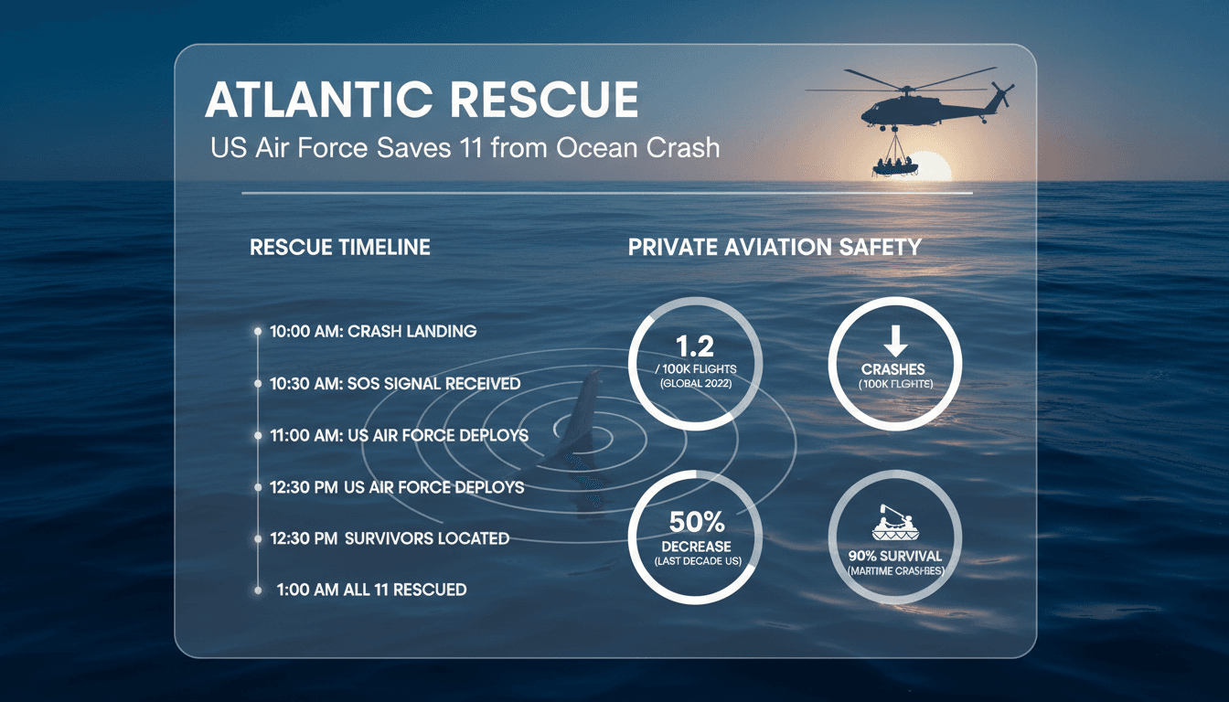 US Air Force rescues 11 survivors from private plane crash in Atlantic Ocean