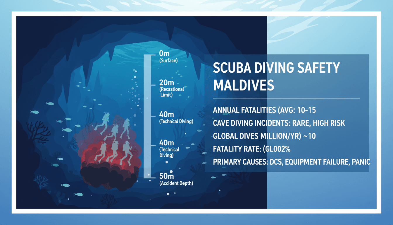 Scene of underwater caves in the Maldives where the accident occurred.