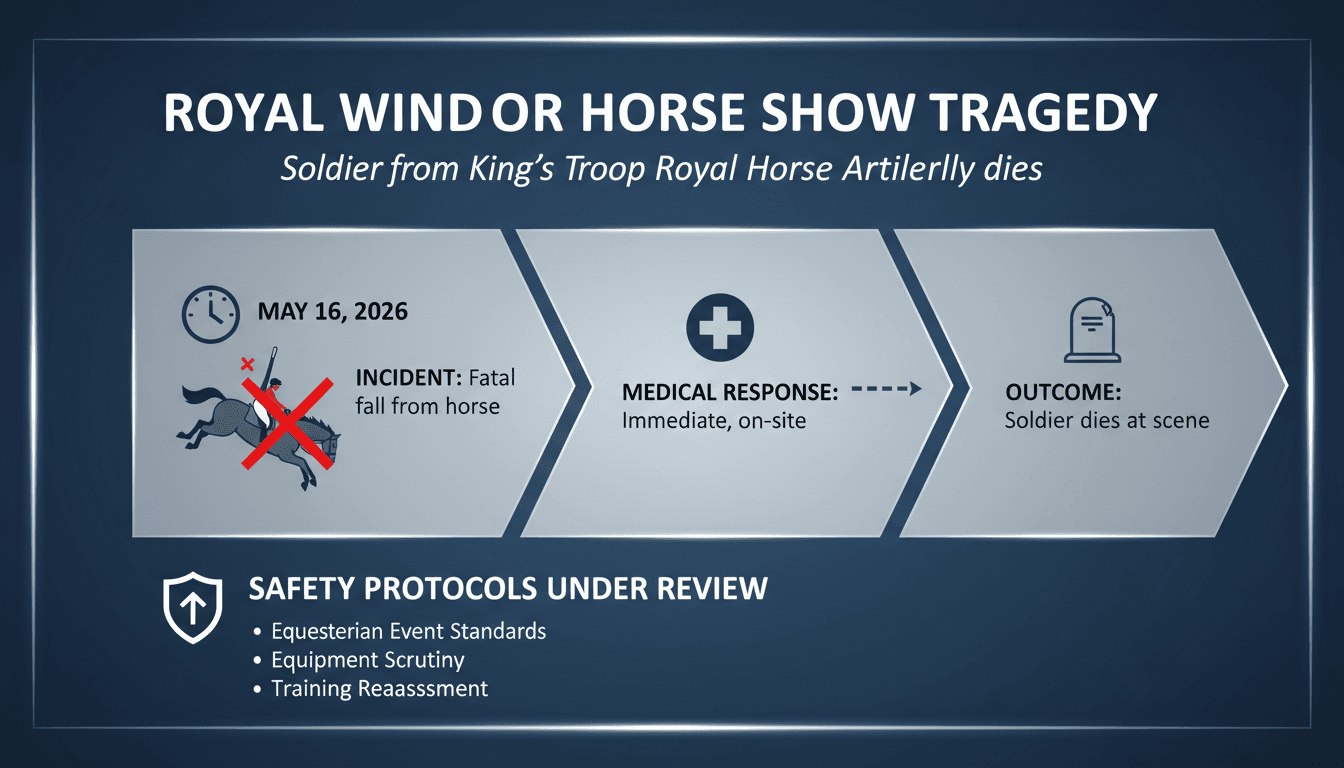 A soldier from the King's Troop Royal Horse Artillery performing at the Royal Windsor Horse Show.