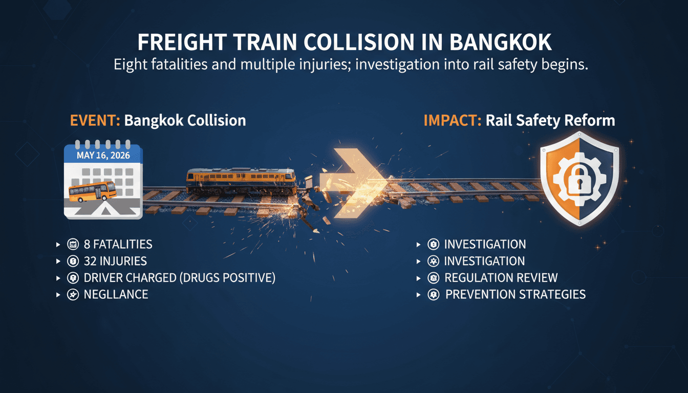 Freight train collision in Bangkok results in eight fatalities and multiple injuries