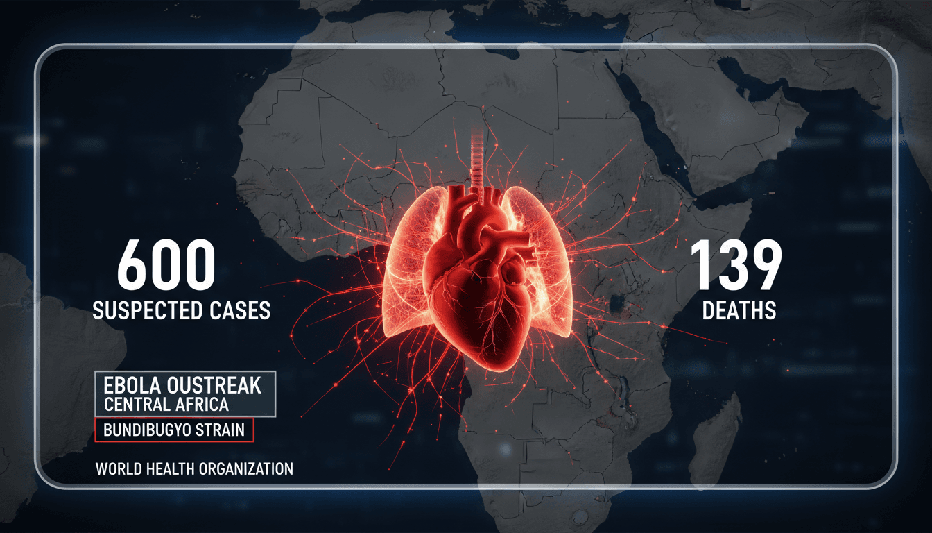 Map showing the spread of the Ebola outbreak in Central Africa