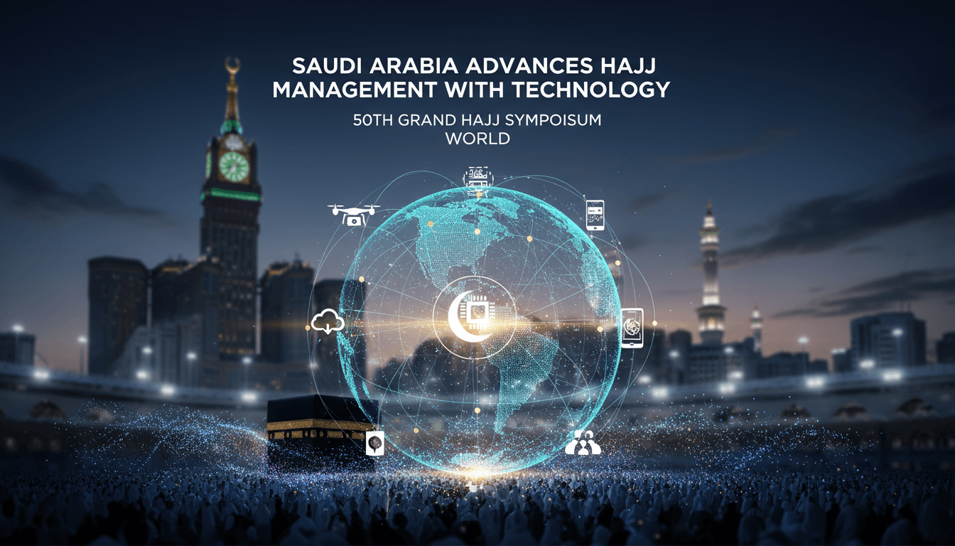 Saudi Arabia's Minister of Hajj discussing advancements at the Grand Hajj Symposium.