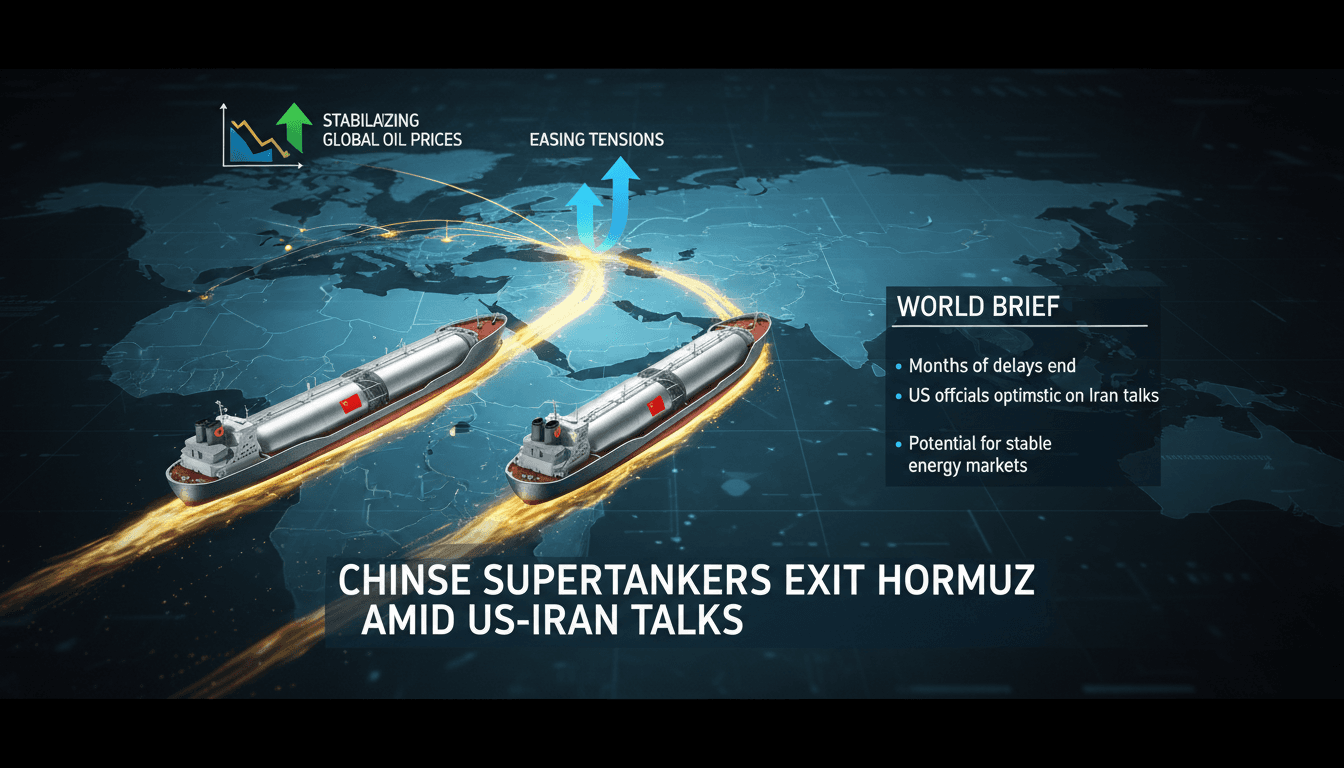 Chinese supertankers navigating the Strait of Hormuz during U.S.-Iran negotiations.