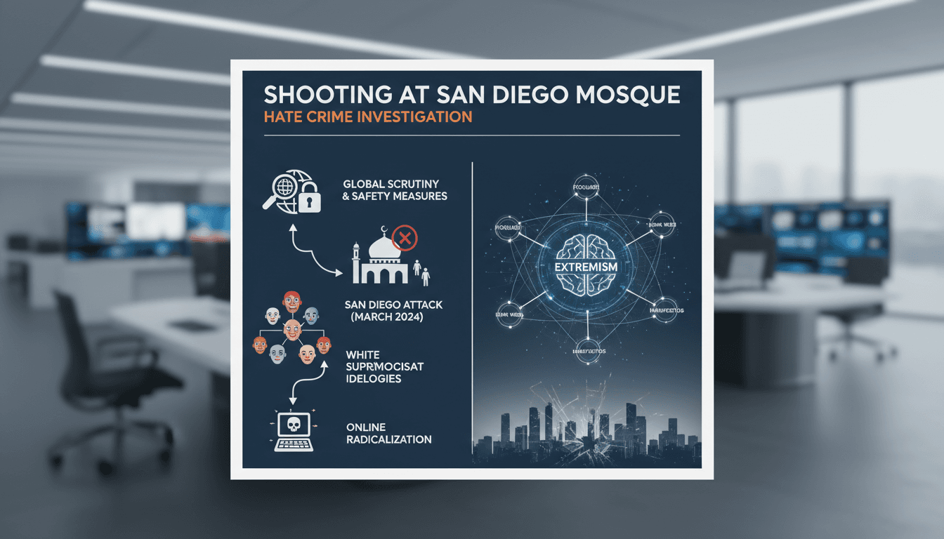 Scene of the Islamic Center of San Diego following the shooting incident.
