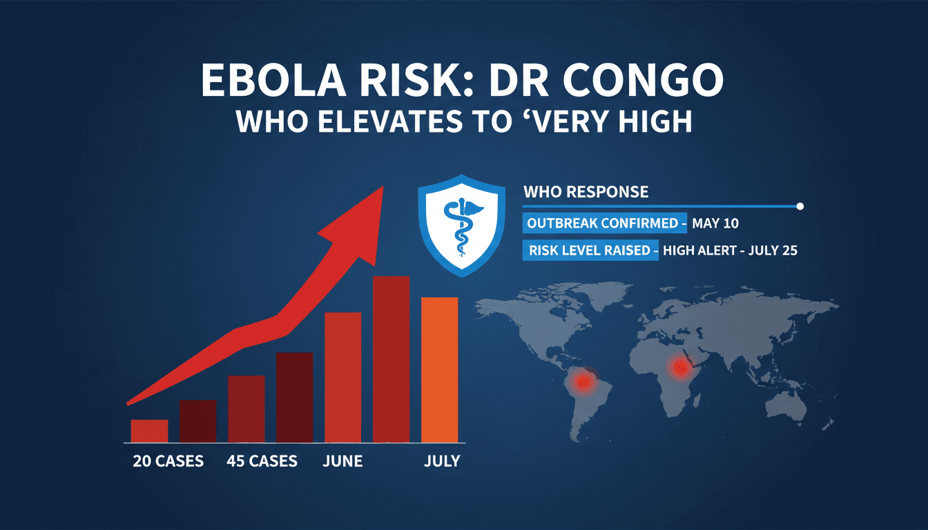Infographic showing the rise in Ebola cases in the Democratic Republic of Congo and the WHO's response timeline.