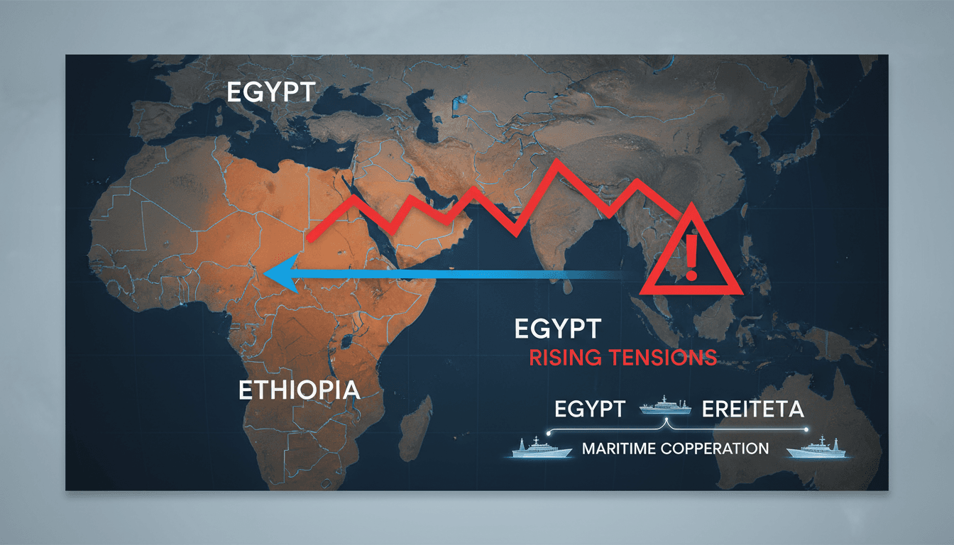 Map showing the Red Sea and the geopolitical tensions between Ethiopia and Egypt.