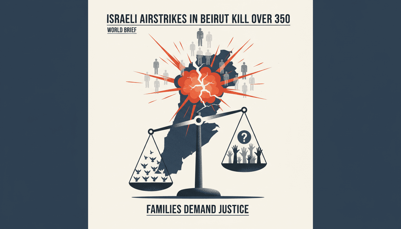 Families of victims rallying for justice after Israeli airstrikes in Beirut.