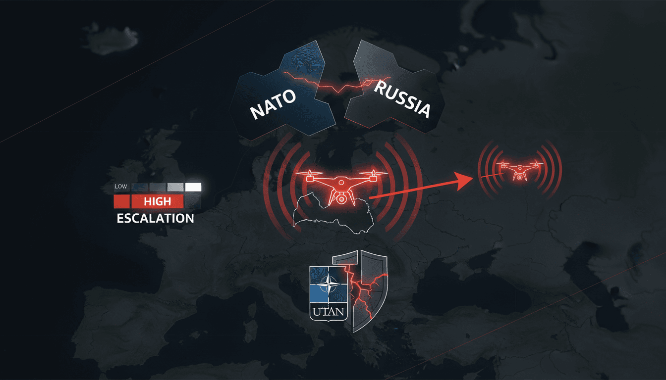 Map highlighting Baltic states and potential drone attack routes